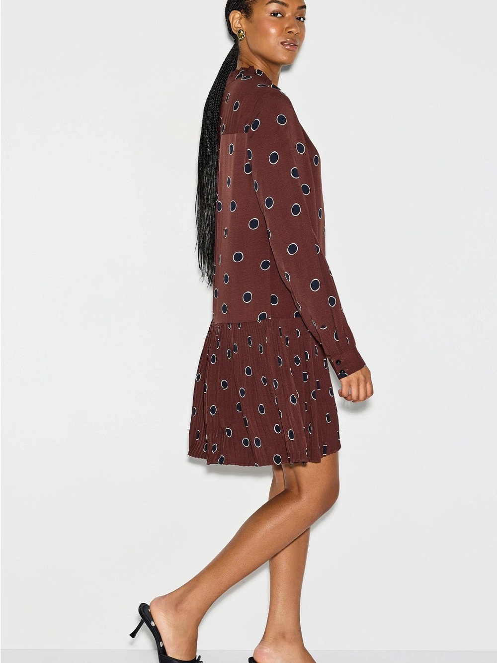 kate spade Brown Polka Dot Pleated Mini Skirt - Picture 2 of 6